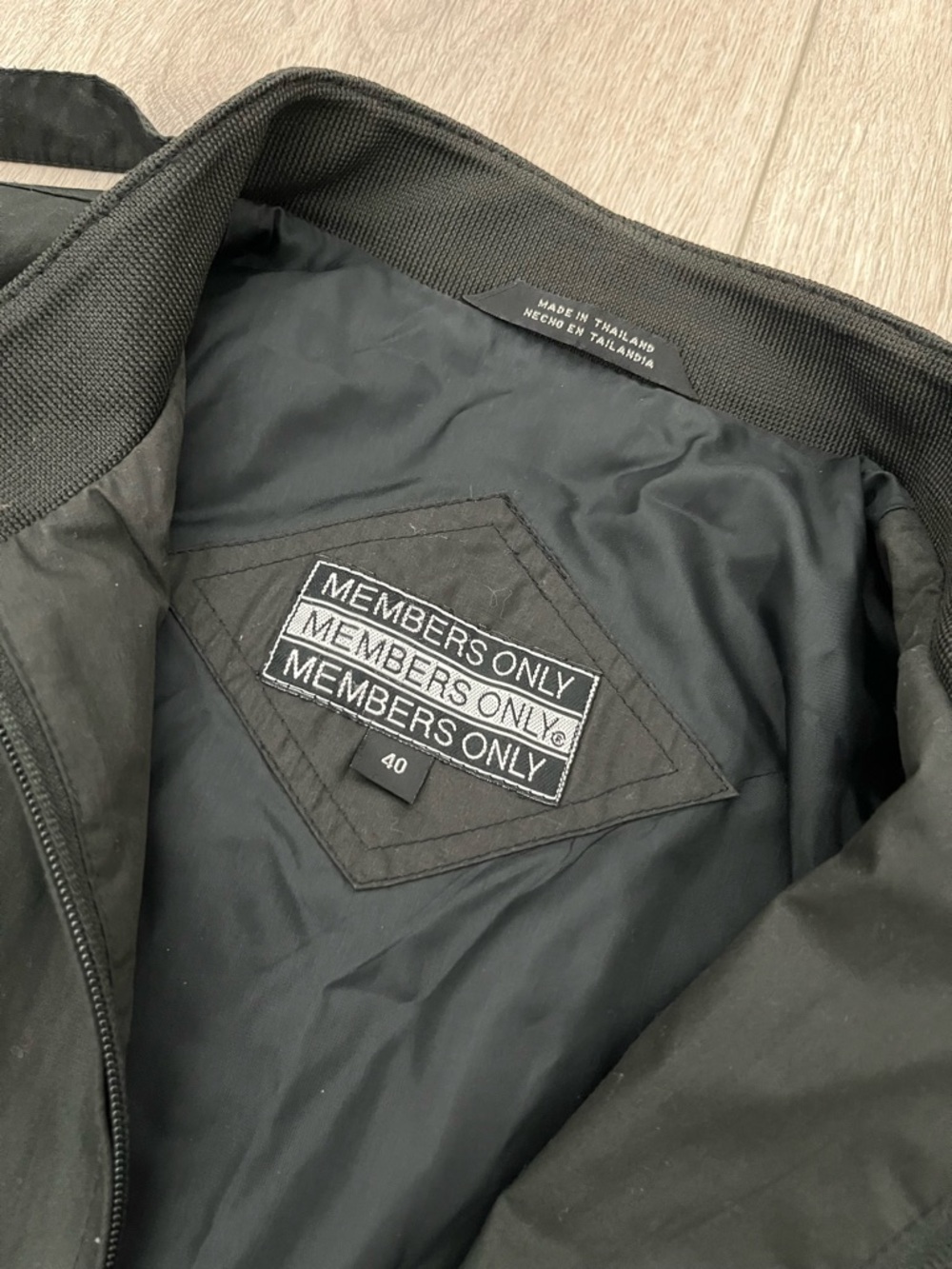 Members Only Black Men’s Bomber Jacket with Logo Patch